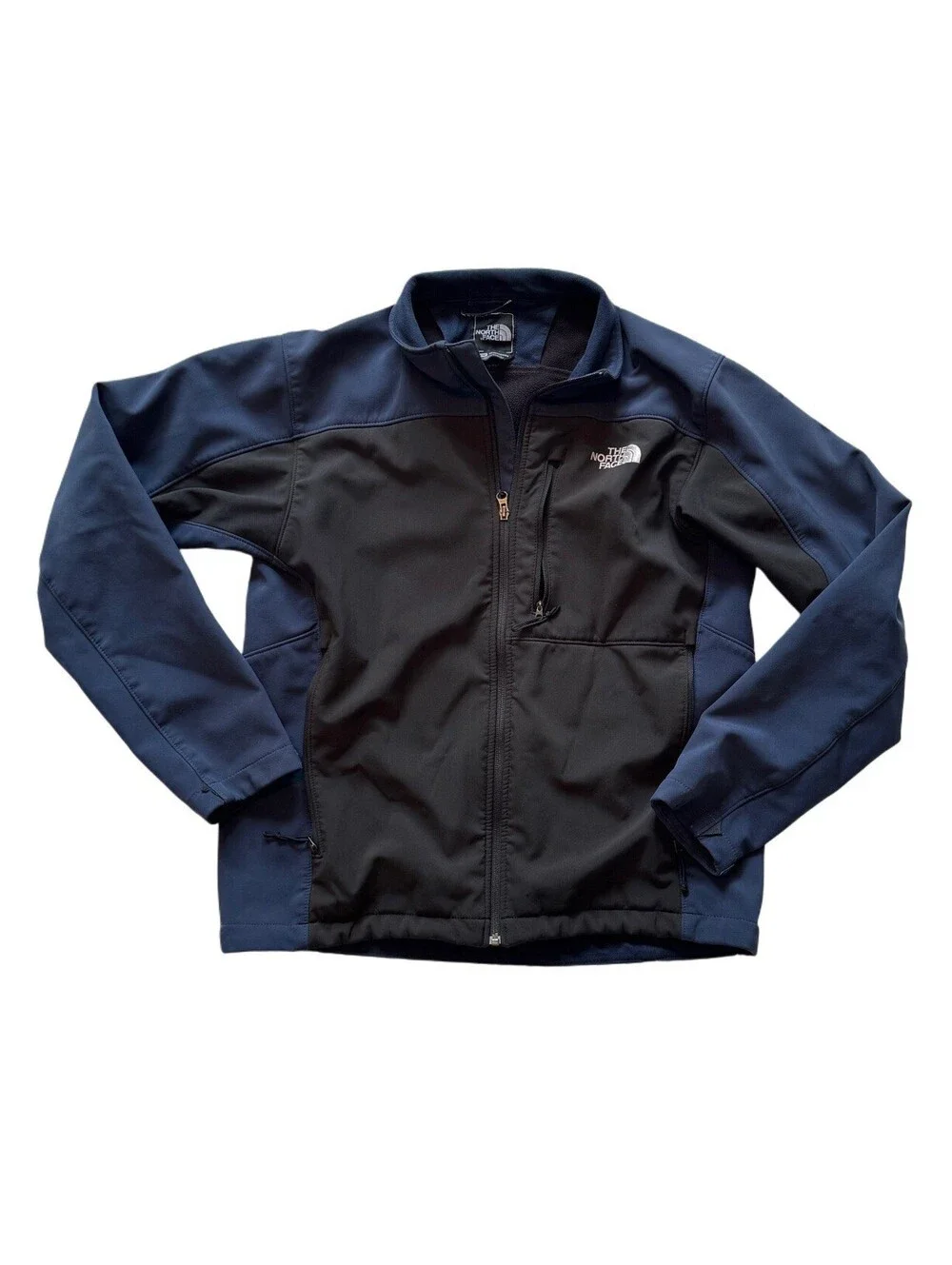 North Face Jacket Mens Medium Softshell Apex Bionic Fleece Lined Blue Black